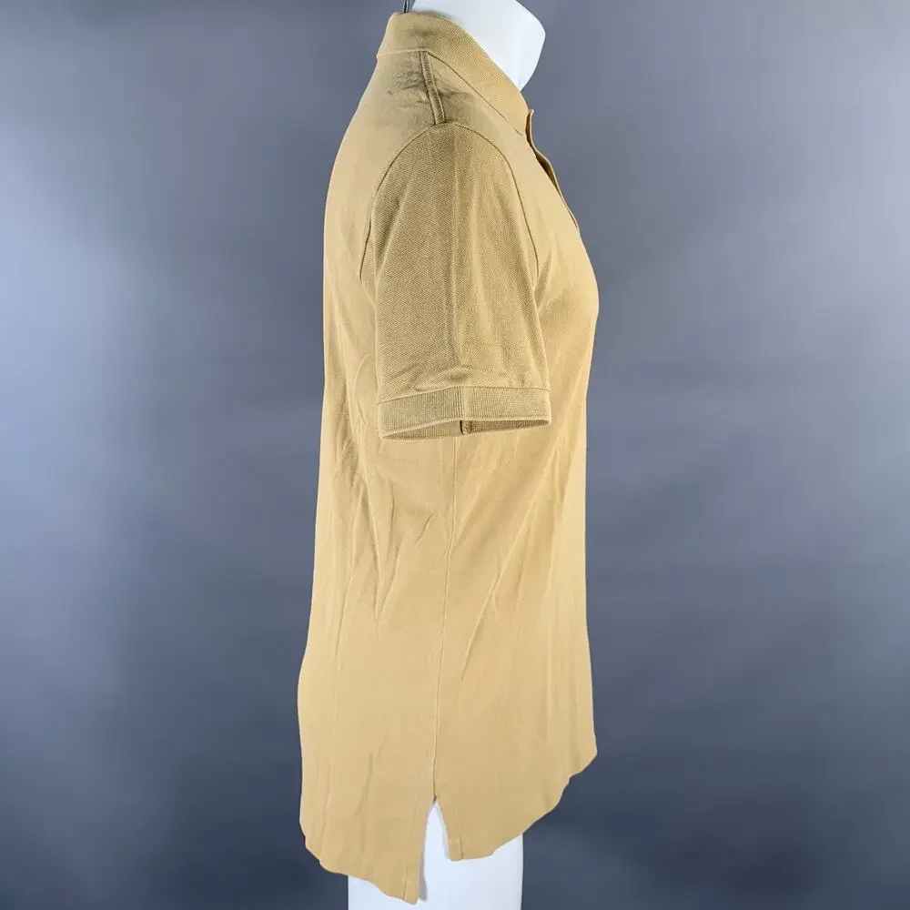 RALPH LAUREN Size S Khaki Brown Logo Cotton Ribbed Polo